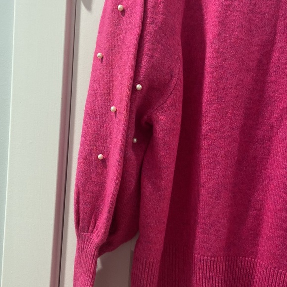 CeCe Pink Imitation Pearl Juliet Sleeve Sweater Size large beautiful like new 💕 - Picture 11 of 12